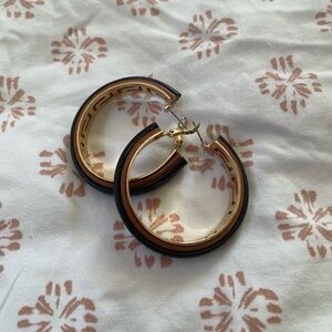 {3/$15} Elegant Black and Gold Hoop Earrings